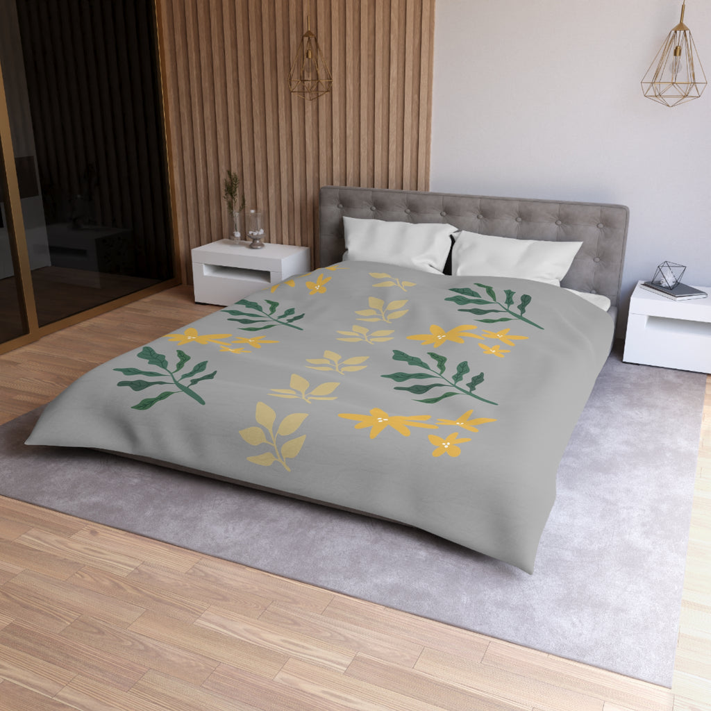 Floral Microfiber Duvet Cover, Cozy Bedroom Decor, Botanical Bedding, Spring Home Textile, Perfect Gift for Nature Lovers