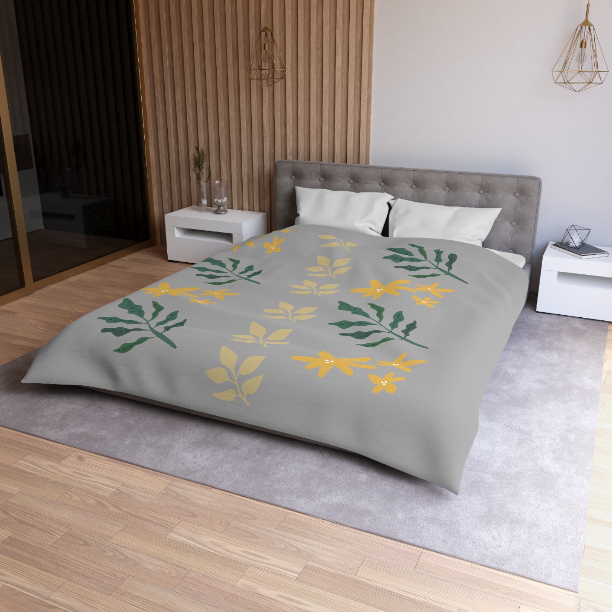 Floral Microfiber Duvet Cover, Cozy Bedroom Decor, Botanical Bedding, Spring Home Textile, Perfect Gift for Nature Lovers
