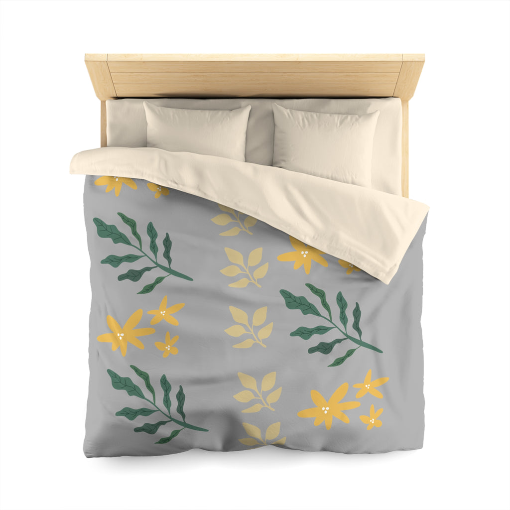 Floral Microfiber Duvet Cover, Cozy Bedroom Decor, Botanical Bedding, Spring Home Textile, Perfect Gift for Nature Lovers