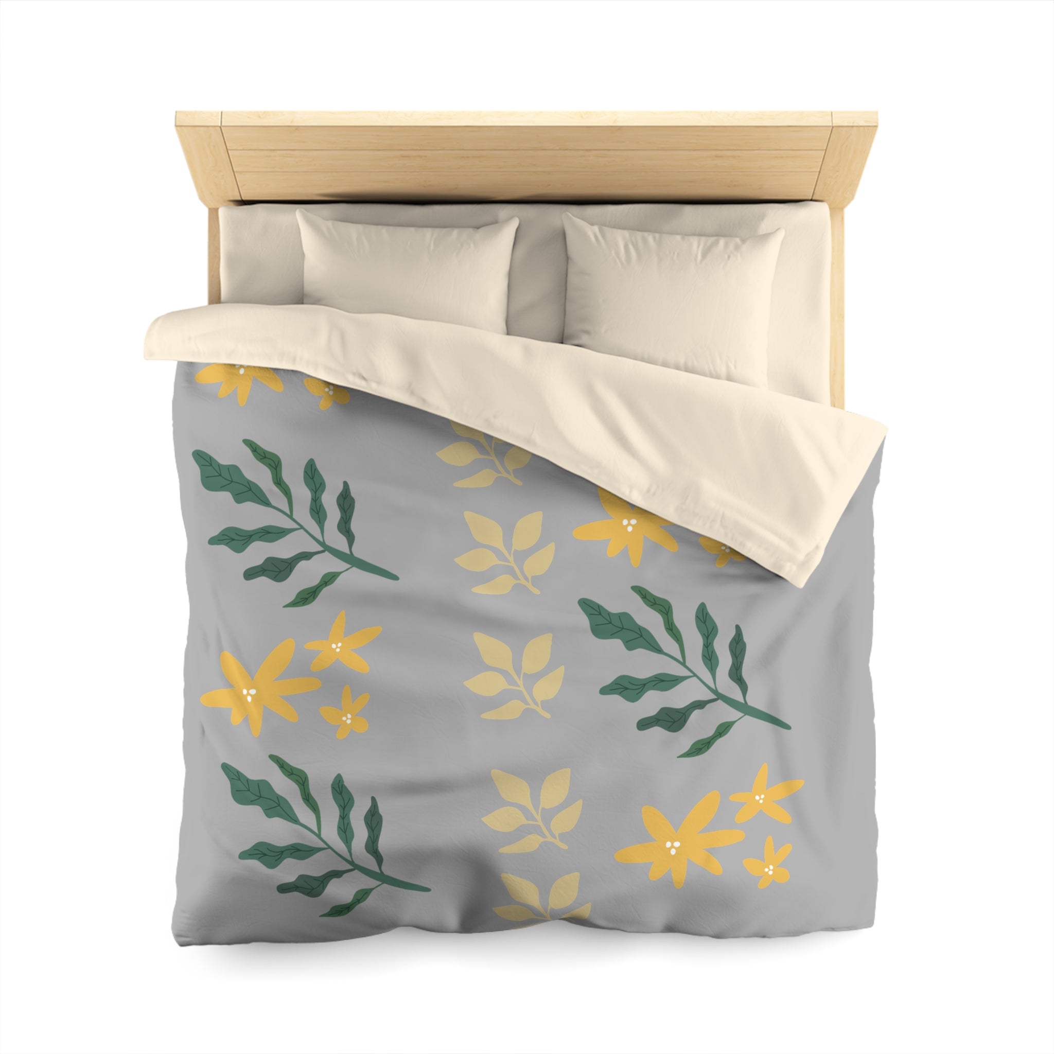 Floral Microfiber Duvet Cover, Cozy Bedroom Decor, Botanical Bedding, Spring Home Textile, Perfect Gift for Nature Lovers