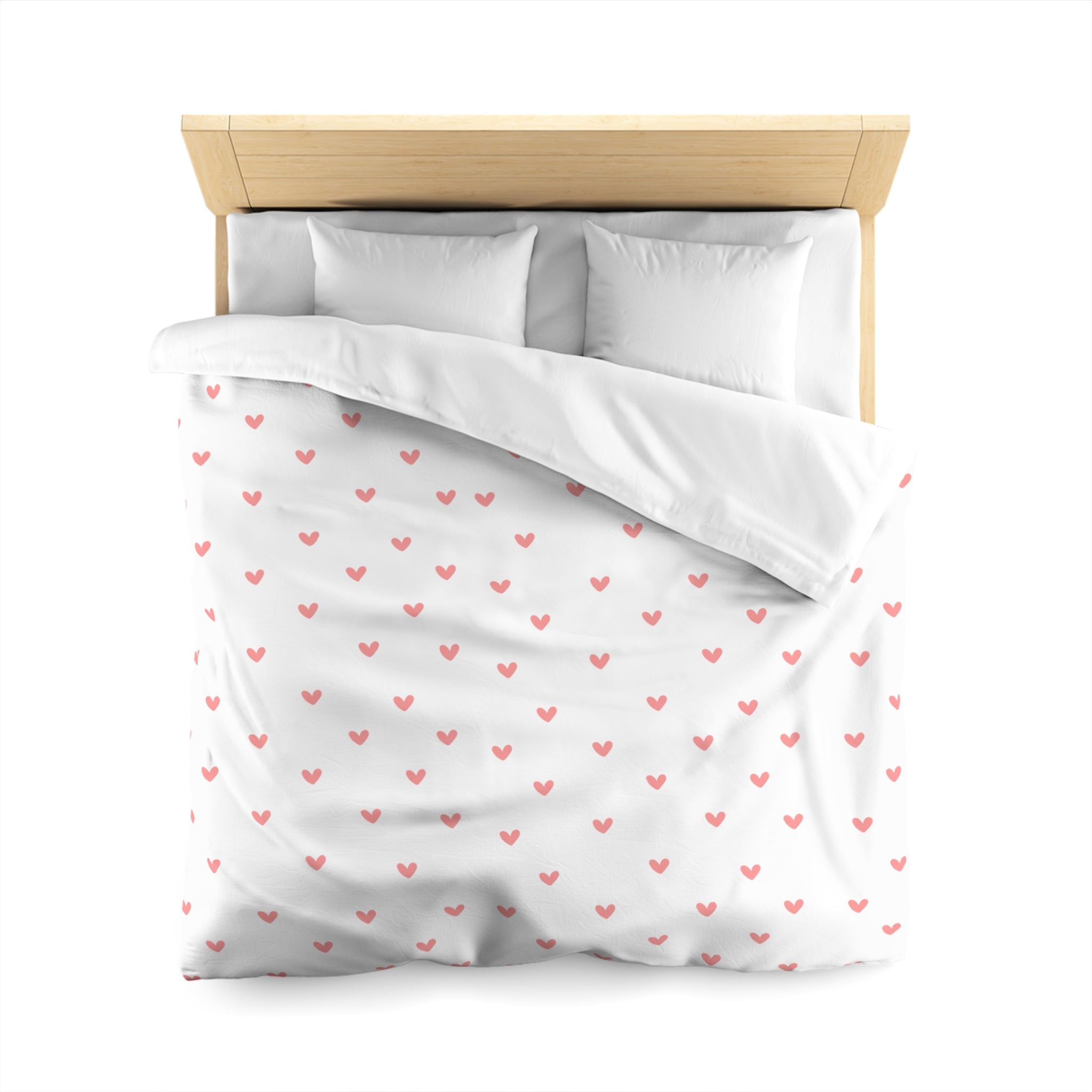 Cute Hearts Microfiber Duvet Cover, Romantic Bedding, Gift for Newlyweds, Cozy Bedroom Decor, Valentine's Day Home Accessory