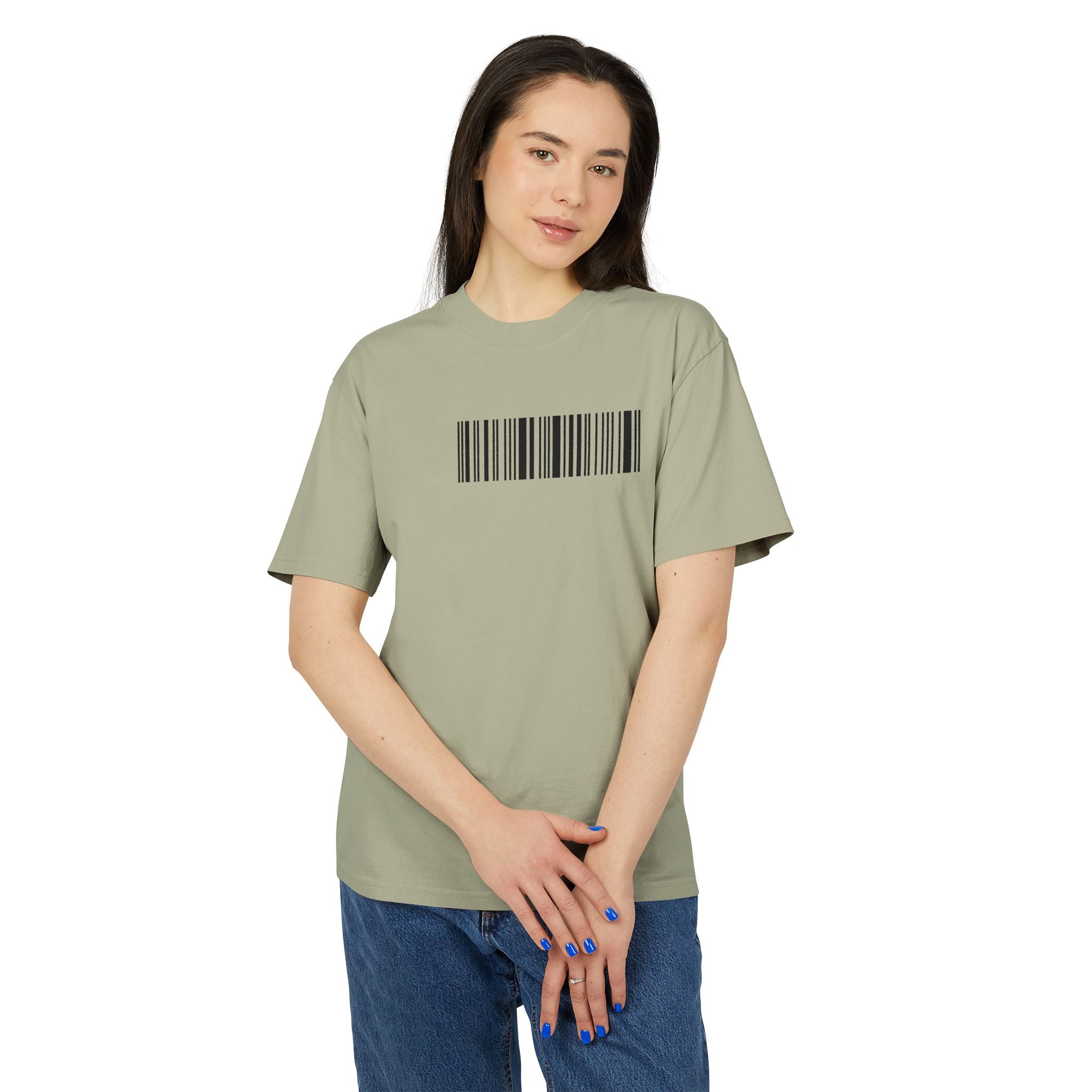 Unisex Heavy Faded Tee with Barcode & Life Design | Casual Wear, Gift for Him/Her, Aesthetic Tee, Everyday Comfort, Trendy Fashion