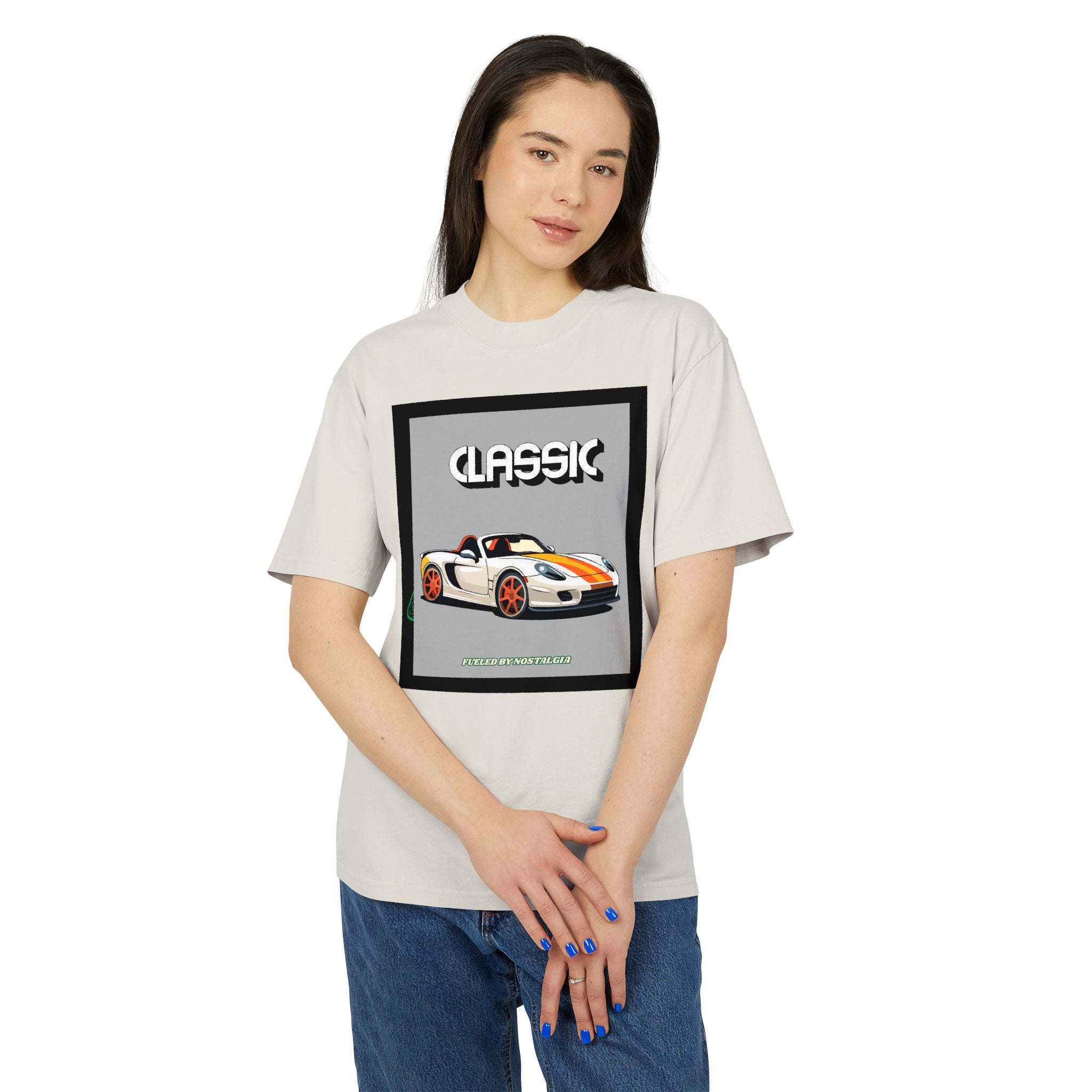 Classic Car Graphic Tee for Auto Enthusiasts, Vintage Style Shirt, Unisex Heavy Faded Tee, Gift for Car Lovers, Customizable Back