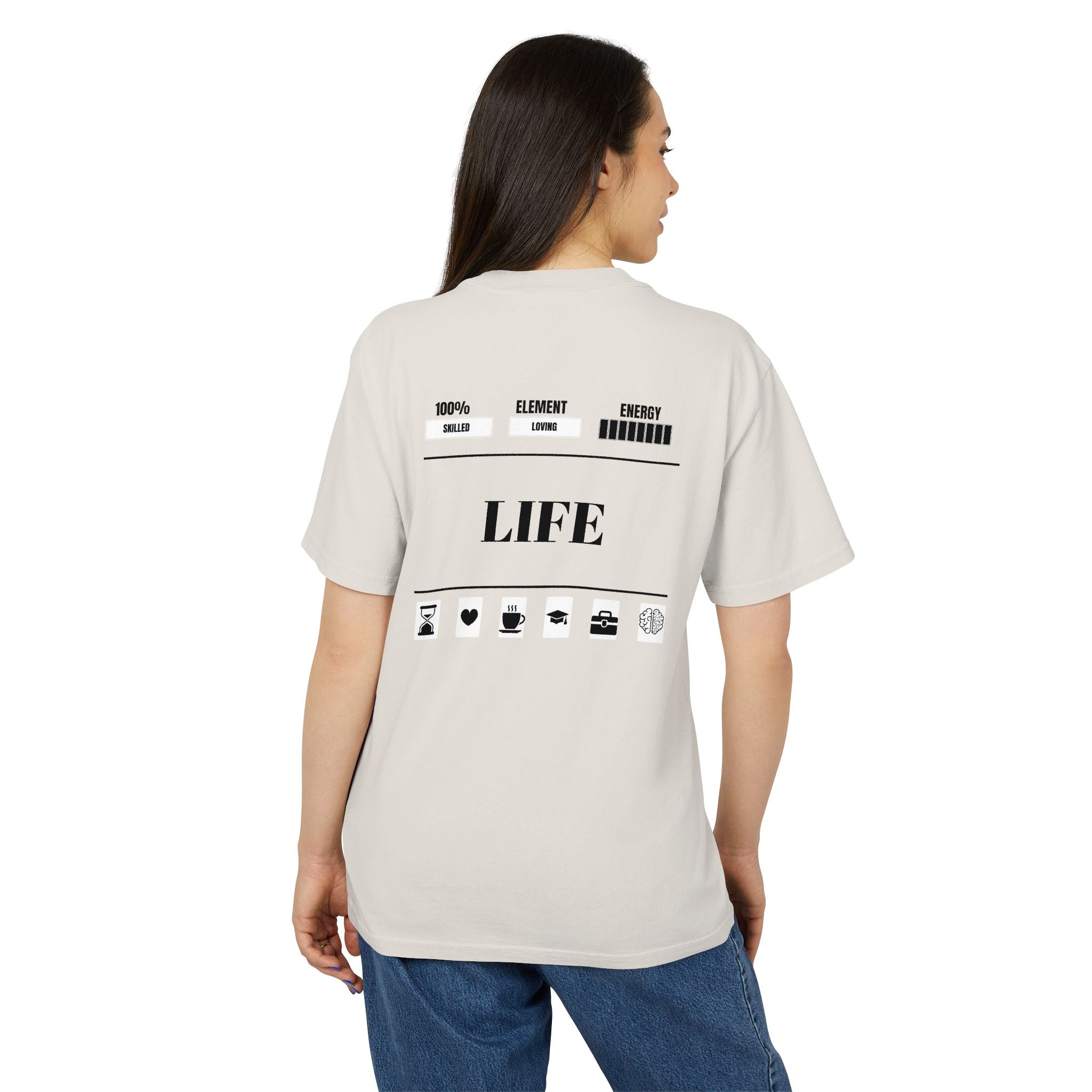 Unisex Heavy Faded Tee with Barcode & Life Design | Casual Wear, Gift for Him/Her, Aesthetic Tee, Everyday Comfort, Trendy Fashion