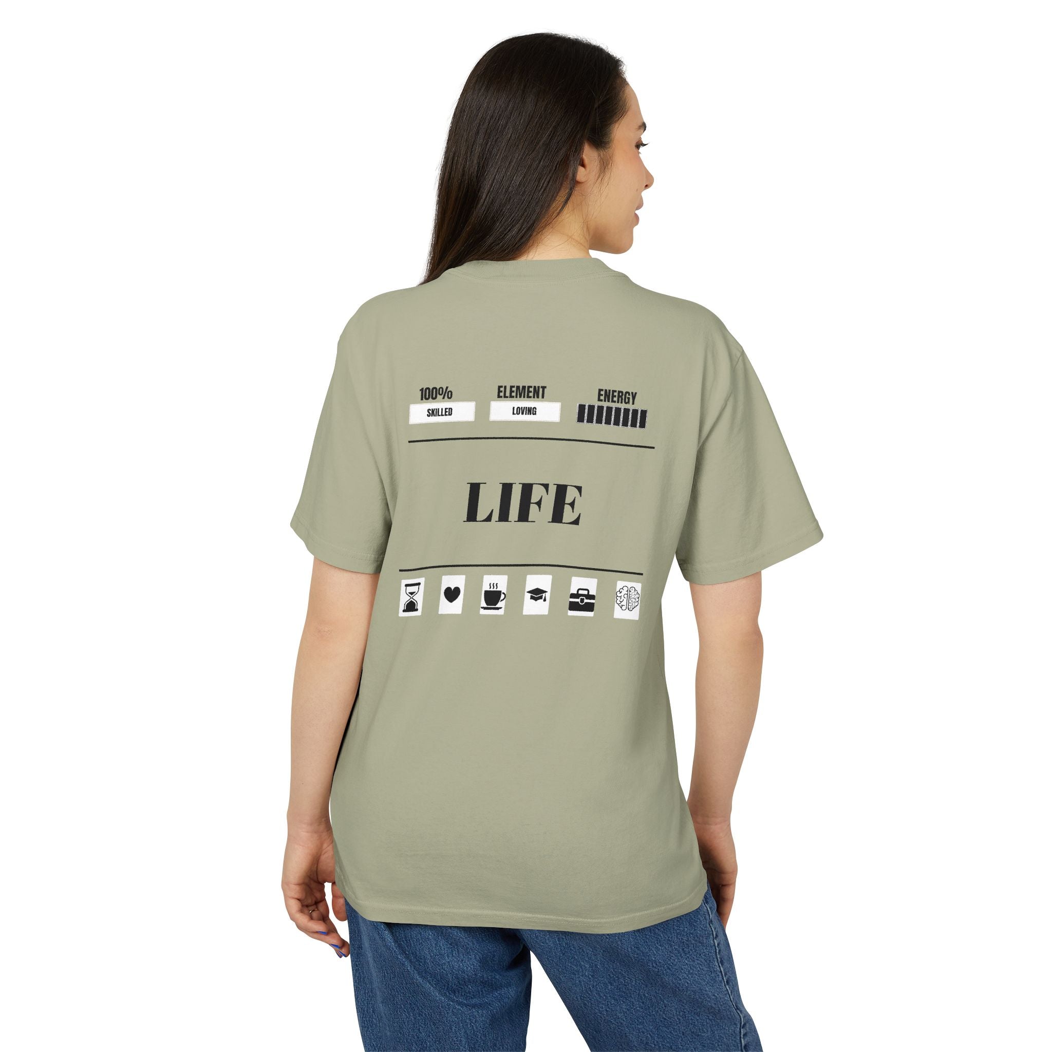 Unisex Heavy Faded Tee with Barcode & Life Design | Casual Wear, Gift for Him/Her, Aesthetic Tee, Everyday Comfort, Trendy Fashion
