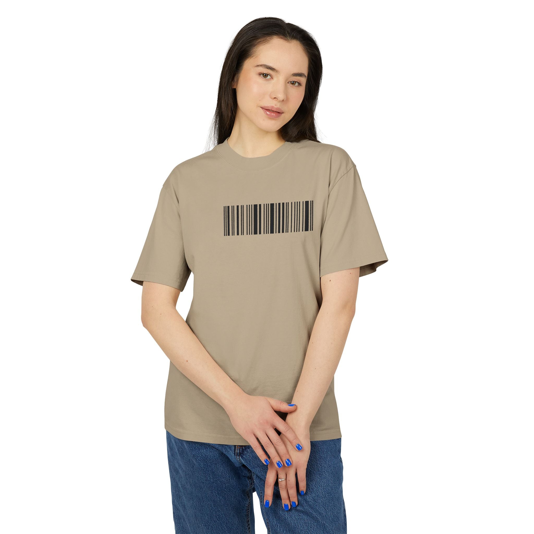Unisex Heavy Faded Tee with Barcode & Life Design | Casual Wear, Gift for Him/Her, Aesthetic Tee, Everyday Comfort, Trendy Fashion