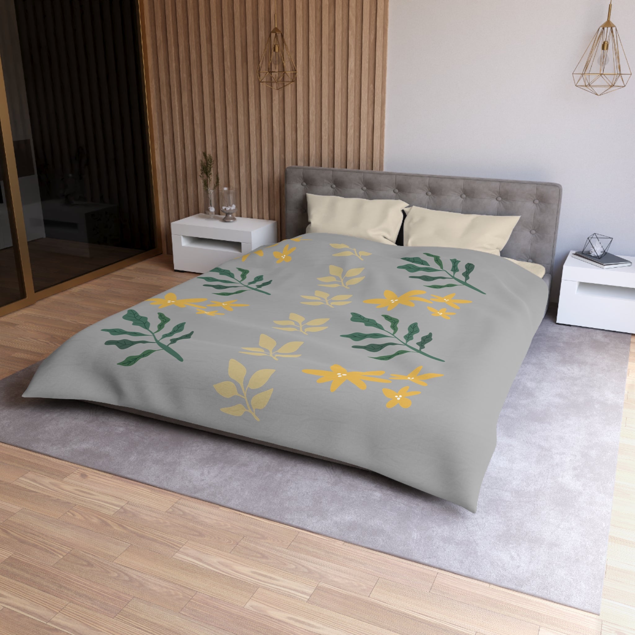 Floral Microfiber Duvet Cover, Cozy Bedroom Decor, Botanical Bedding, Spring Home Textile, Perfect Gift for Nature Lovers