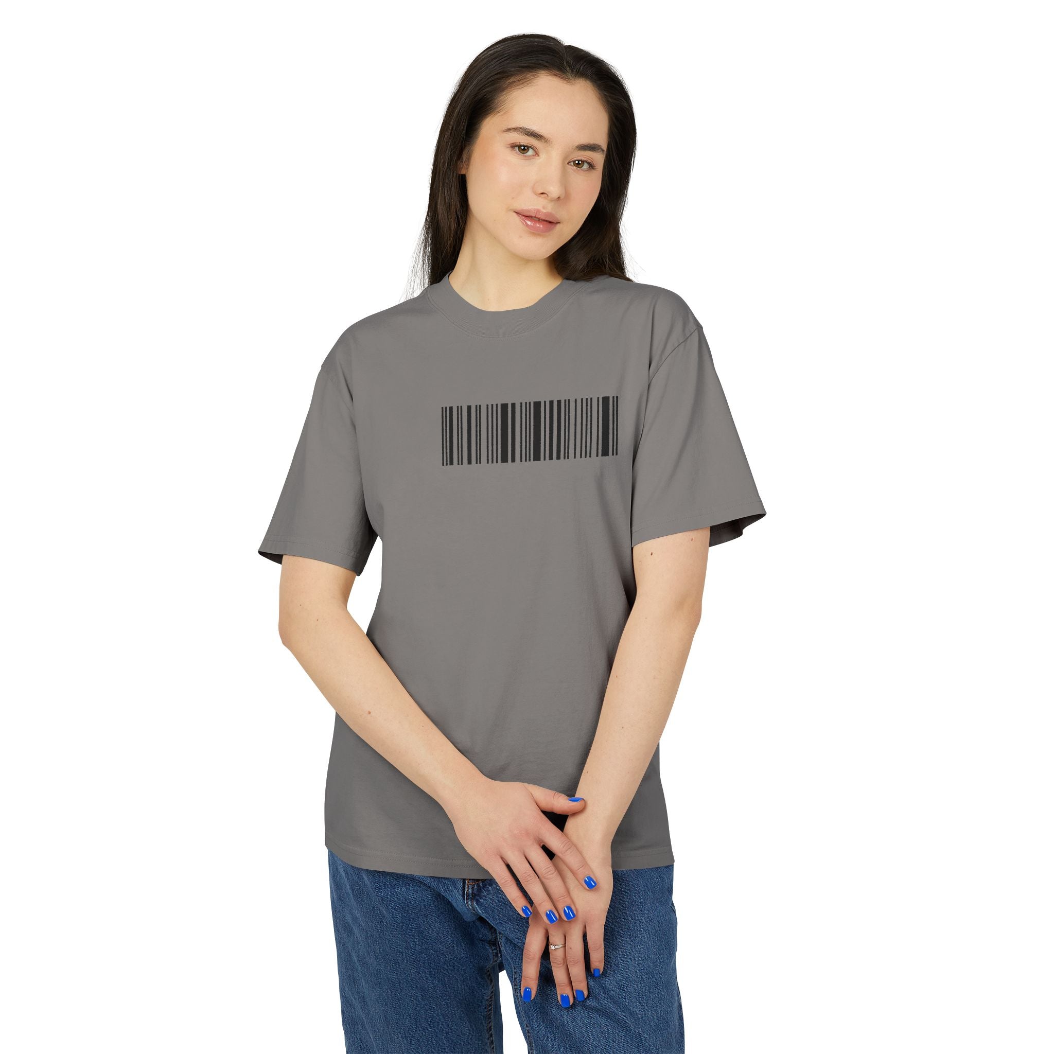 Unisex Heavy Faded Tee with Barcode & Life Design | Casual Wear, Gift for Him/Her, Aesthetic Tee, Everyday Comfort, Trendy Fashion