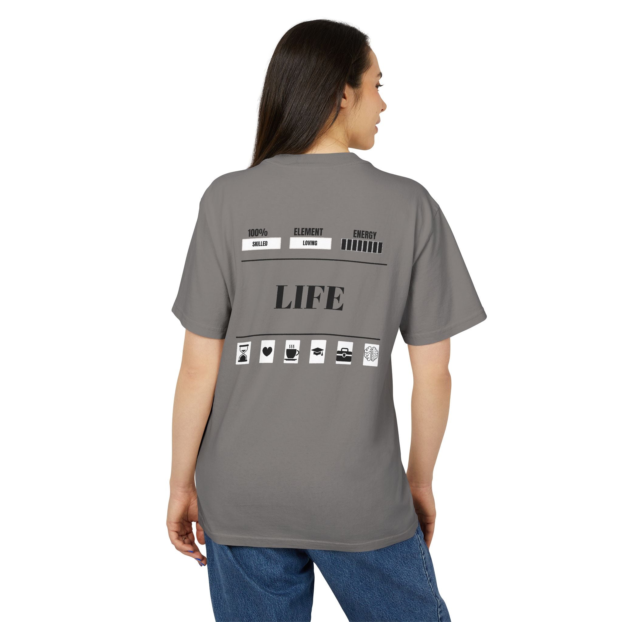 Unisex Heavy Faded Tee with Barcode & Life Design | Casual Wear, Gift for Him/Her, Aesthetic Tee, Everyday Comfort, Trendy Fashion