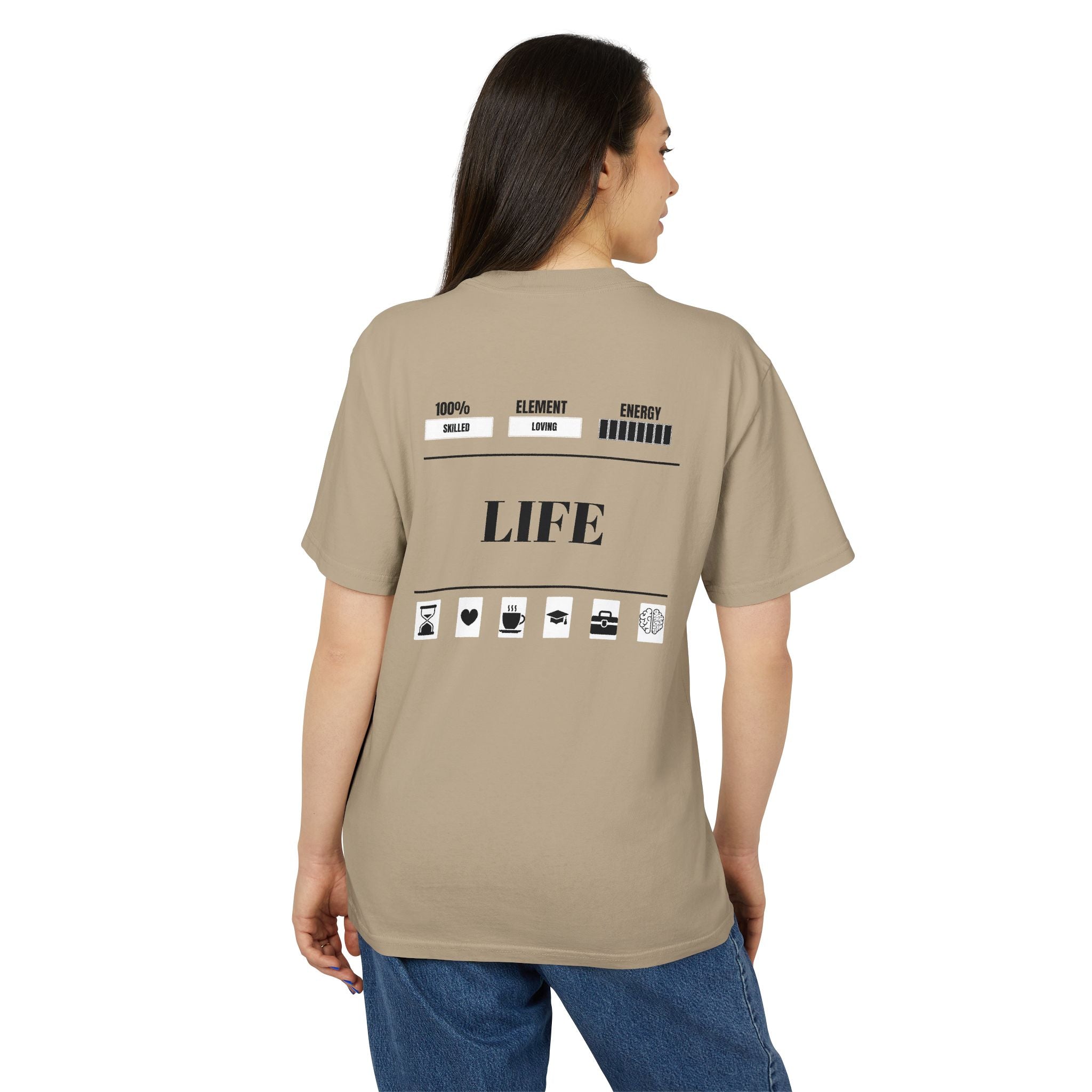 Unisex Heavy Faded Tee with Barcode & Life Design | Casual Wear, Gift for Him/Her, Aesthetic Tee, Everyday Comfort, Trendy Fashion