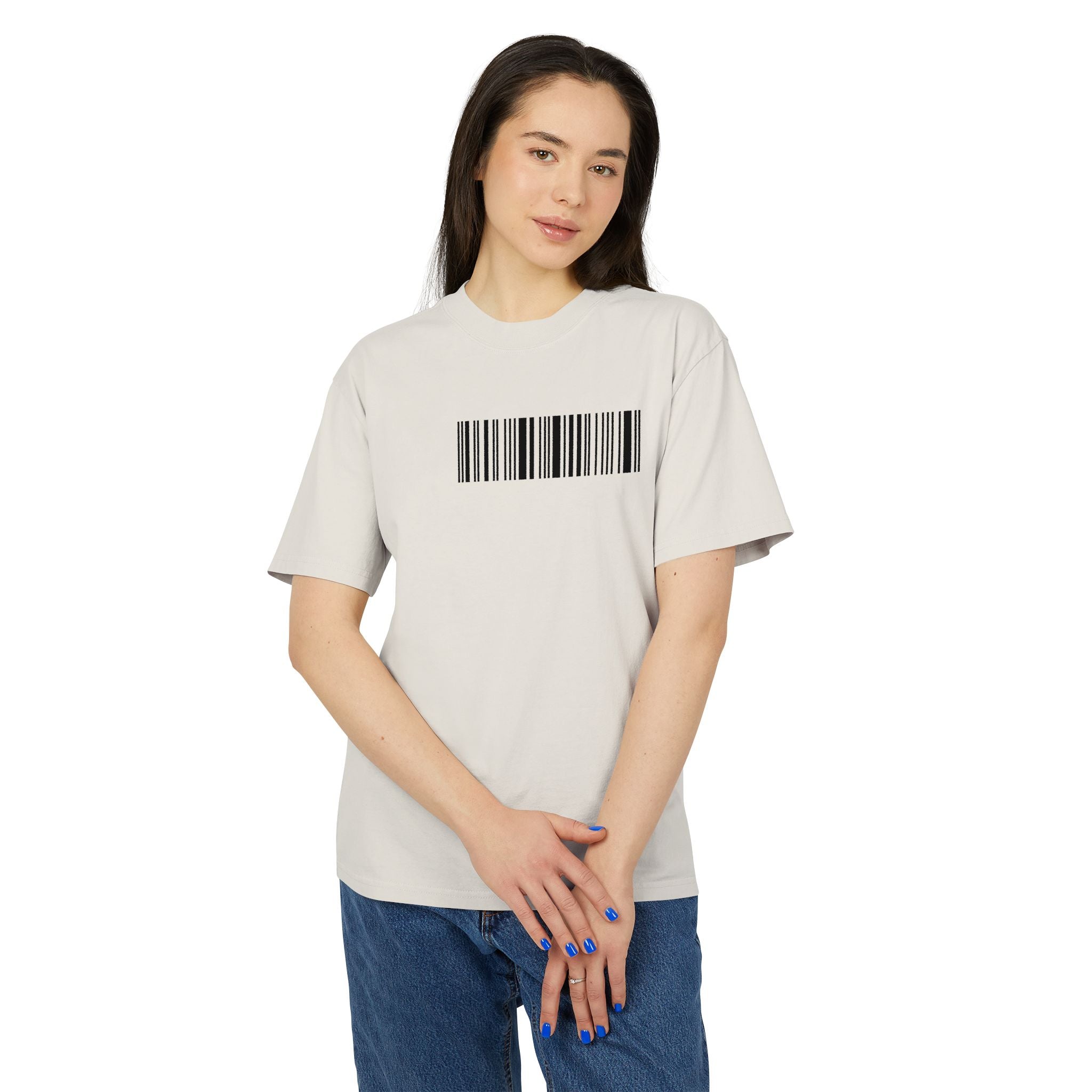 Unisex Heavy Faded Tee with Barcode & Life Design | Casual Wear, Gift for Him/Her, Aesthetic Tee, Everyday Comfort, Trendy Fashion